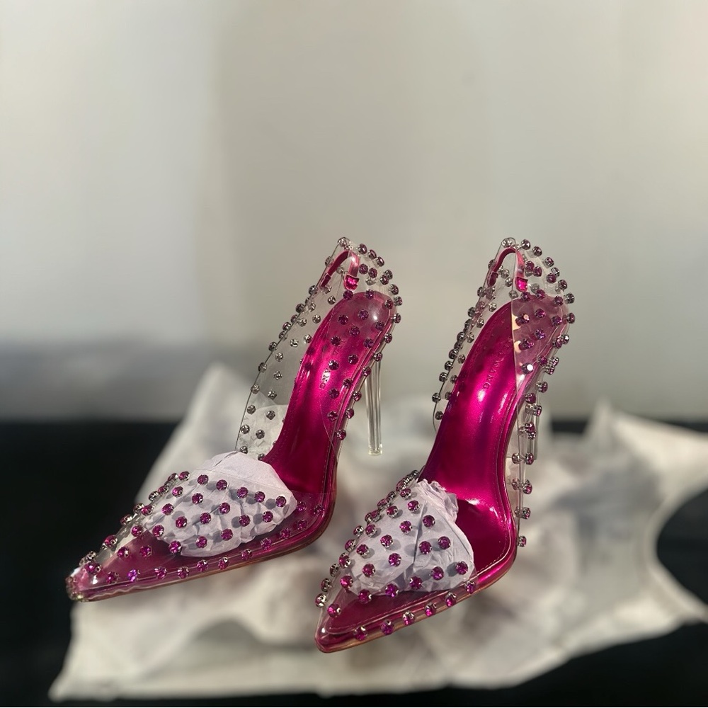 SOLD ON EBAY!! Elegant Fuchsia Studded Azalea Wang Women's Heels. Size 8. 2 - Picture 6 of 9